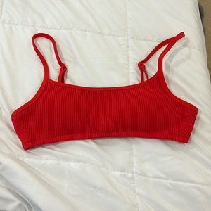 Aerie crinkle straight scoop bikini top in holiday red